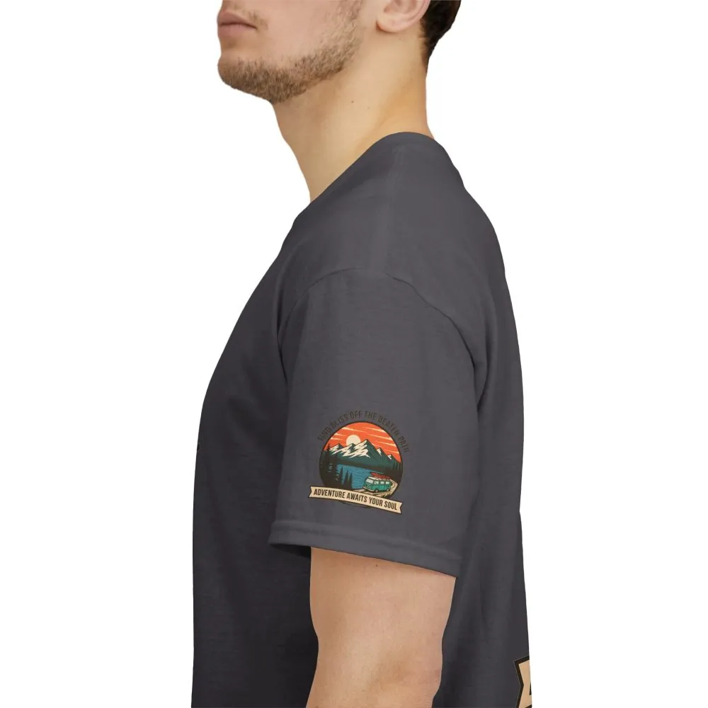 Unisex Heavy Cotton Tee — "Find Bliss Off the Beaten Path" Mountain & Camper T‑Shirt