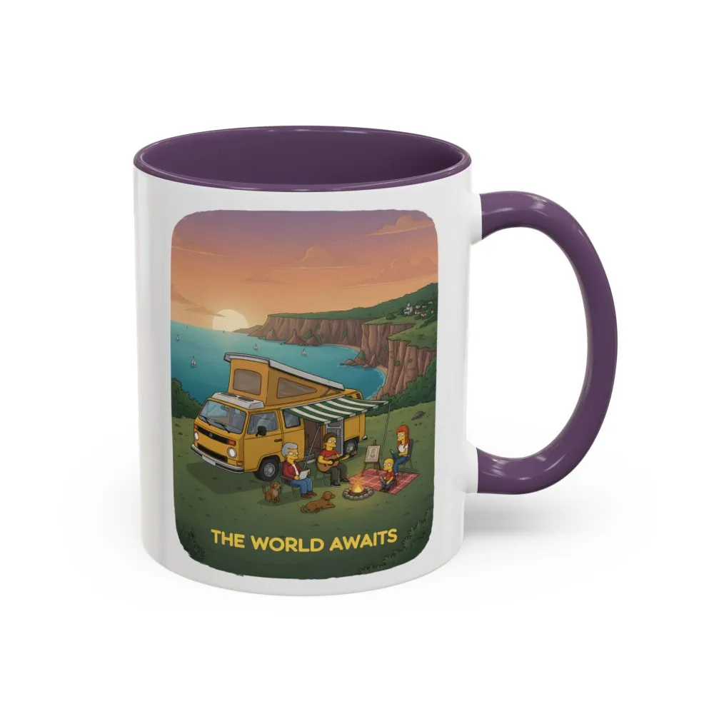 Accent Coffee Mug (11, 15oz) — "The World Awaits" Design Sitcom-Line