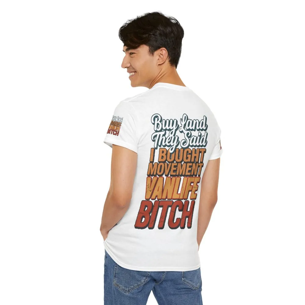 Unisex Heavy Cotton Tee — "Buy Land They Said" Design F**K-Line