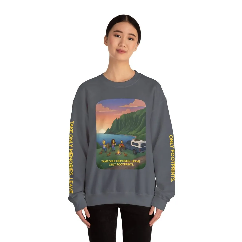 8681322559540373505_2048.jpeg Unisex Heavy Blend™ Crewneck Sweatshirt — "Take Only Memories-Leave Only Footprints" Design Sitcom-Line
