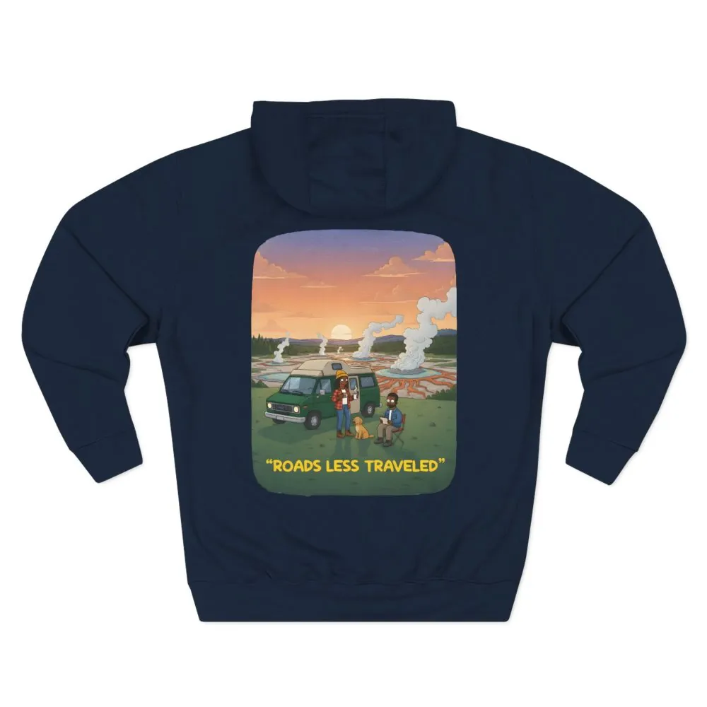8686689531077774242_2048.jpeg Three-Panel Fleece Hoodie - "Roads Less Traveled" Design Sitcom-Line