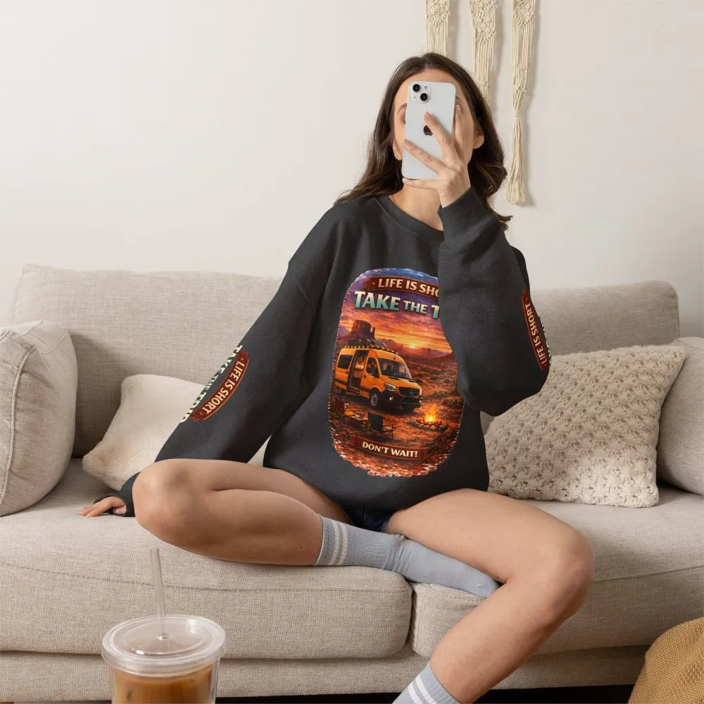 868954775342288006_2048.jpeg Unisex Heavy Blend™ Crewneck Sweatshirt — "Live Is Short Take The Trip" Design Scenic-Line