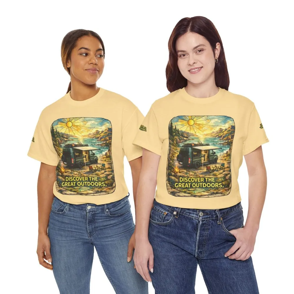 8697929680812700179_2048.jpeg Unisex Heavy Cotton Tee — "Discover The Great Outdoors" Design Cubic-Line