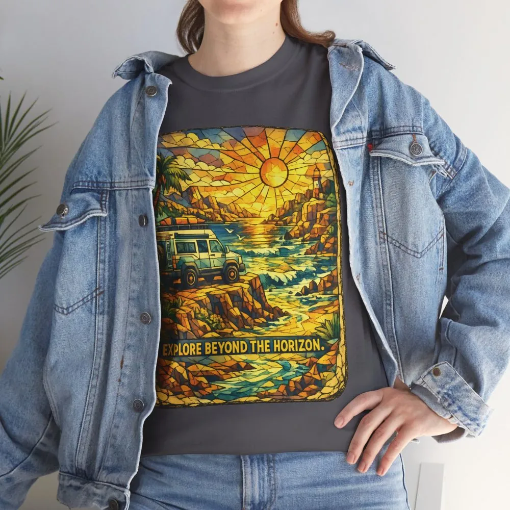 870381015638231929_2048.jpeg Unisex Heavy Cotton Tee — "Explore Beyond The Horizon" Design Cubic-Line