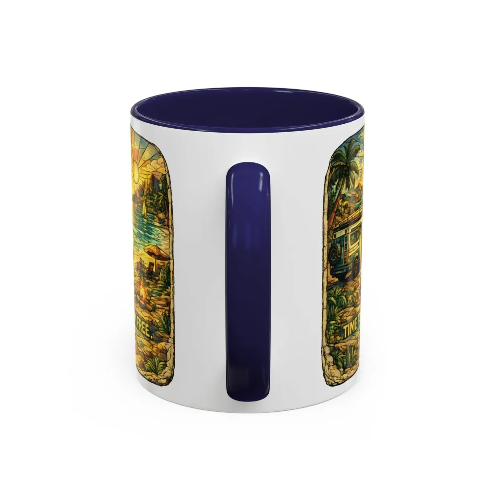 Accent Coffee Mug (11, 15oz) — "Time To Roam Free" Design Cubic-Line