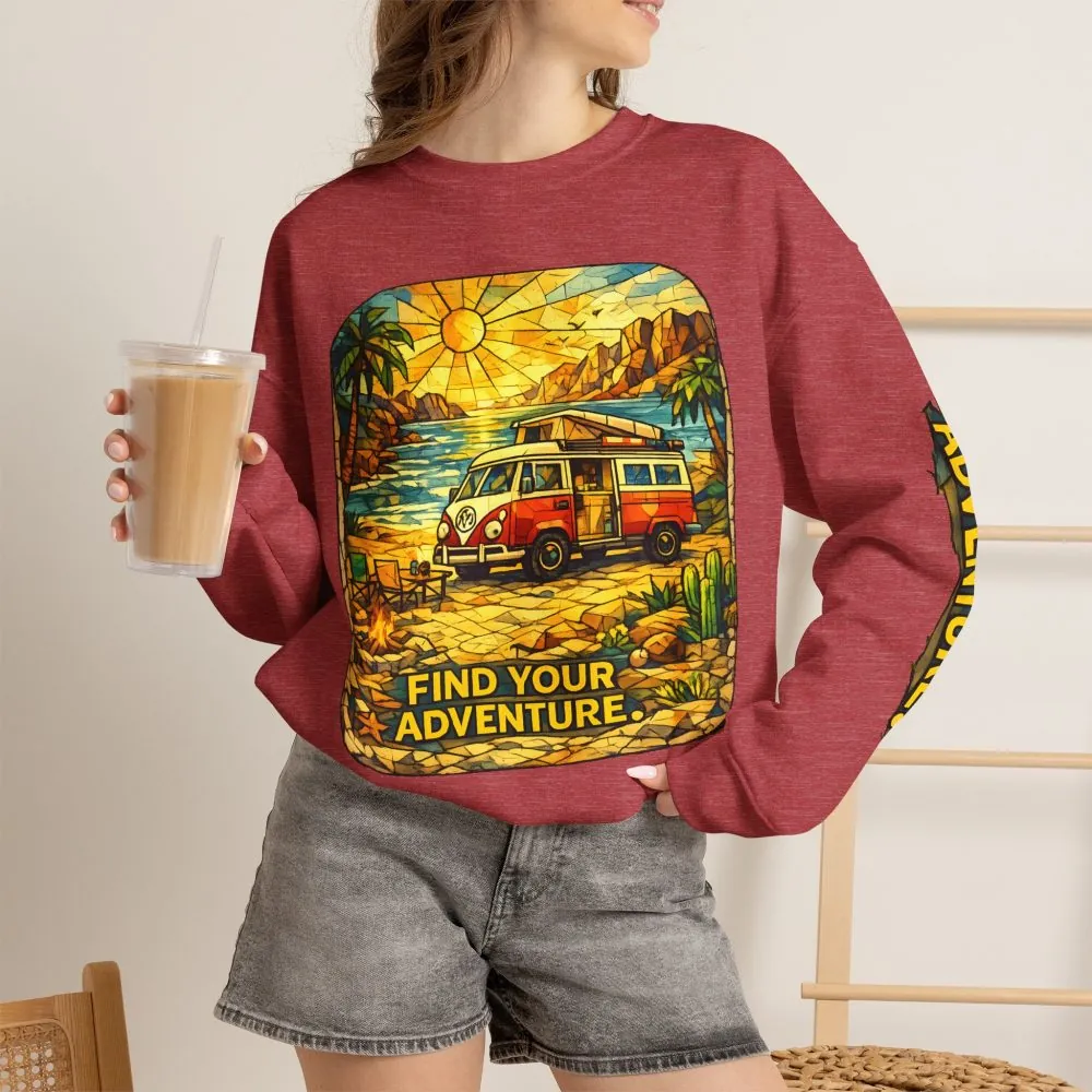 8742600020328807363_2048.jpeg Unisex Heavy Blend™ Crewneck Sweatshirt — "Find Your Adventure" Design Cubic-Line