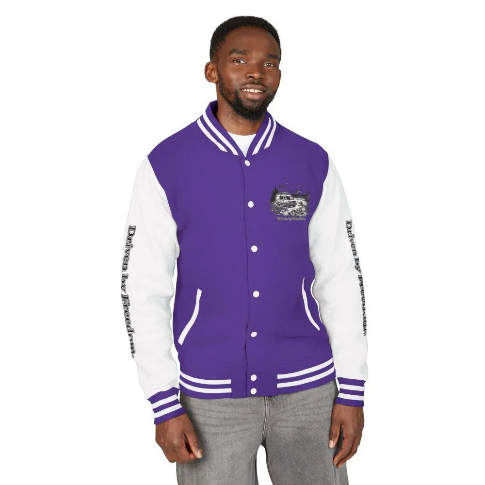 8752060154977251618_2048.jpeg Unisex Heavyweight Letterman Jacket — "Driven By freedom" Travel Varsity Coat