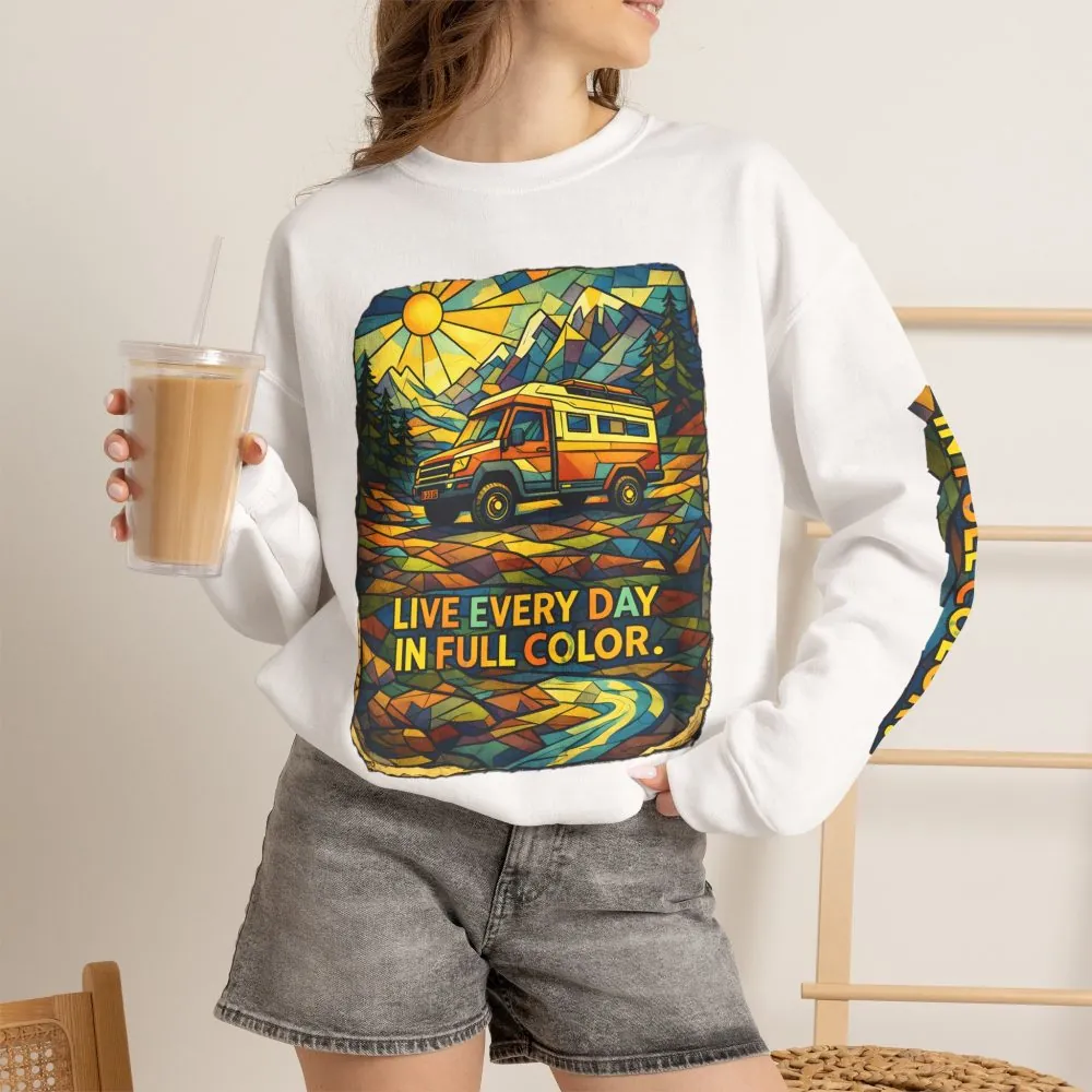 8762278016139563517_2048.jpeg Unisex Heavy Blend™ Crewneck Sweatshirt — "Live Every Day InFull Color" Design Cubic-Line
