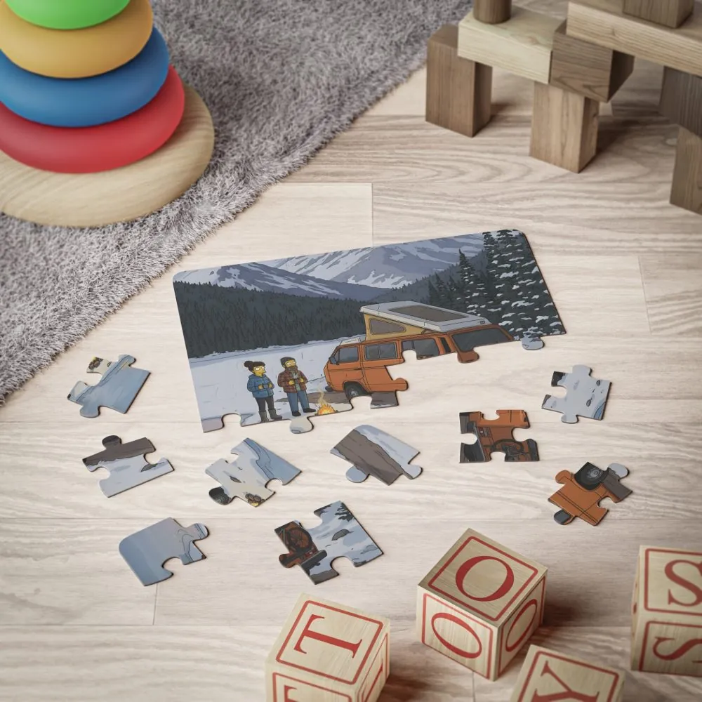 Kids' 30‑Piece Camping Puzzle — Winter Camper Van Scene