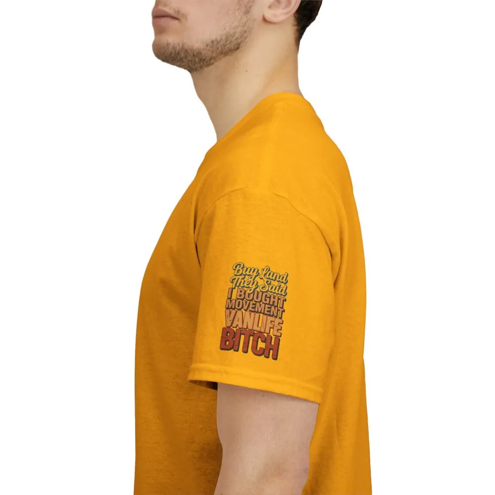 Unisex Heavy Cotton Tee — "Buy Land They Said" Design F**K-Line