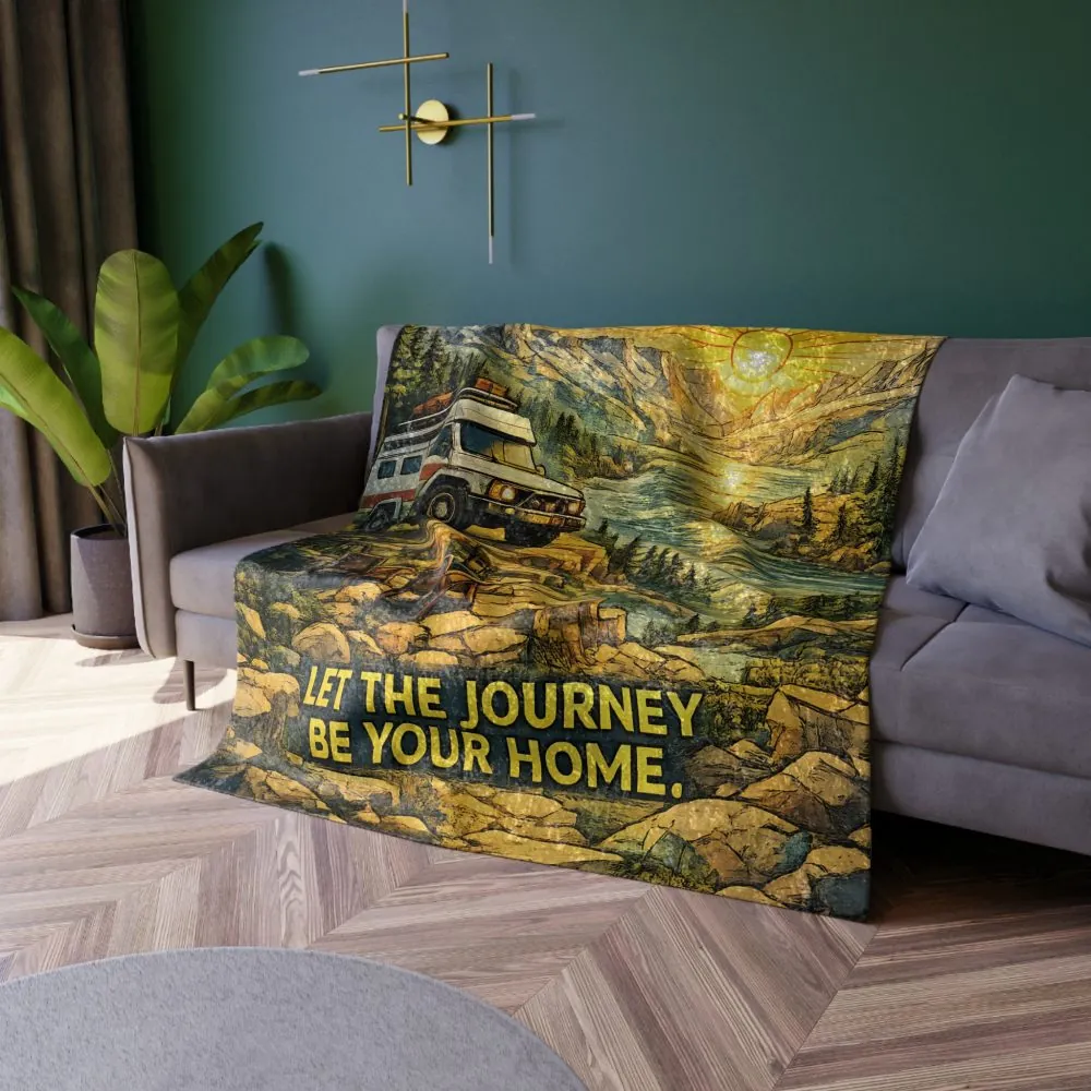 8776054379465779362_2048.jpeg Crushed Velvet Blanket —"Let The Journey Be Your Home" Design Cubic-Line