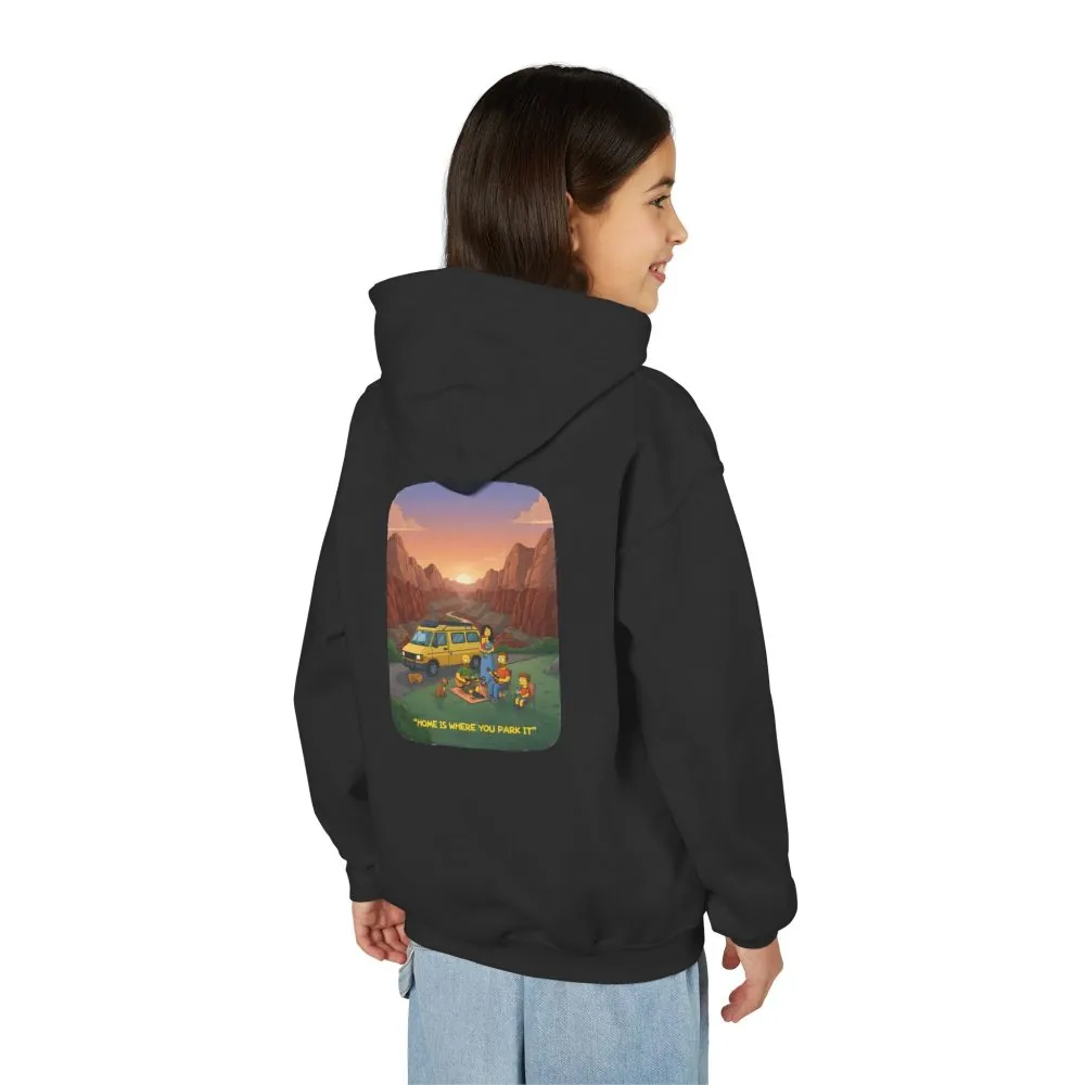 Youth Hoodie(Gildan) – "Home Is Where You Park It"" (Design Sitcom-Line)