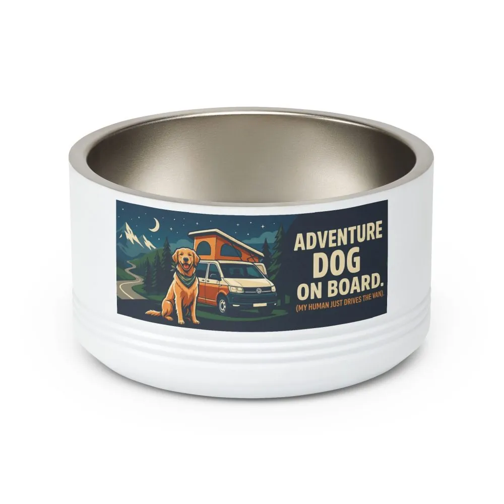 Pet Bowl — "Adventure Dog On Board " 18oz Camper & Hiking Dog Travel Bowl