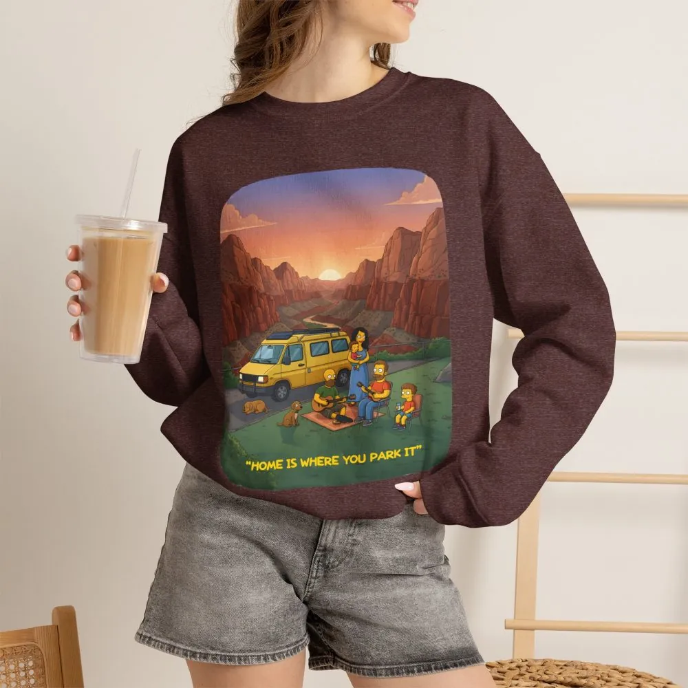 8794637219911498704_2048.jpeg Unisex Heavy Blend™ Crewneck Sweatshirt — "Home Is Where You Park It" Design Sitcom-Line