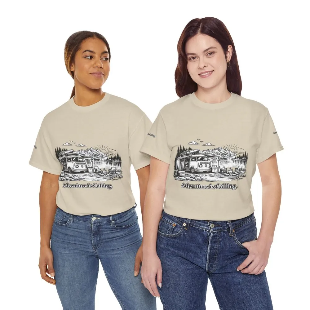 8805872402655327205_2048.jpeg Unisex Heavy Cotton Tee — "Adventure Is Calling" Design Minimal-Line