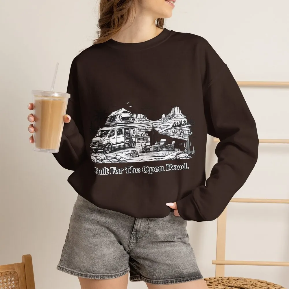 8812981578259167011_2048.jpeg Unisex Heavy Blend™ Crewneck Sweatshirt — "Built For The Open Road" Design Minimal-Line