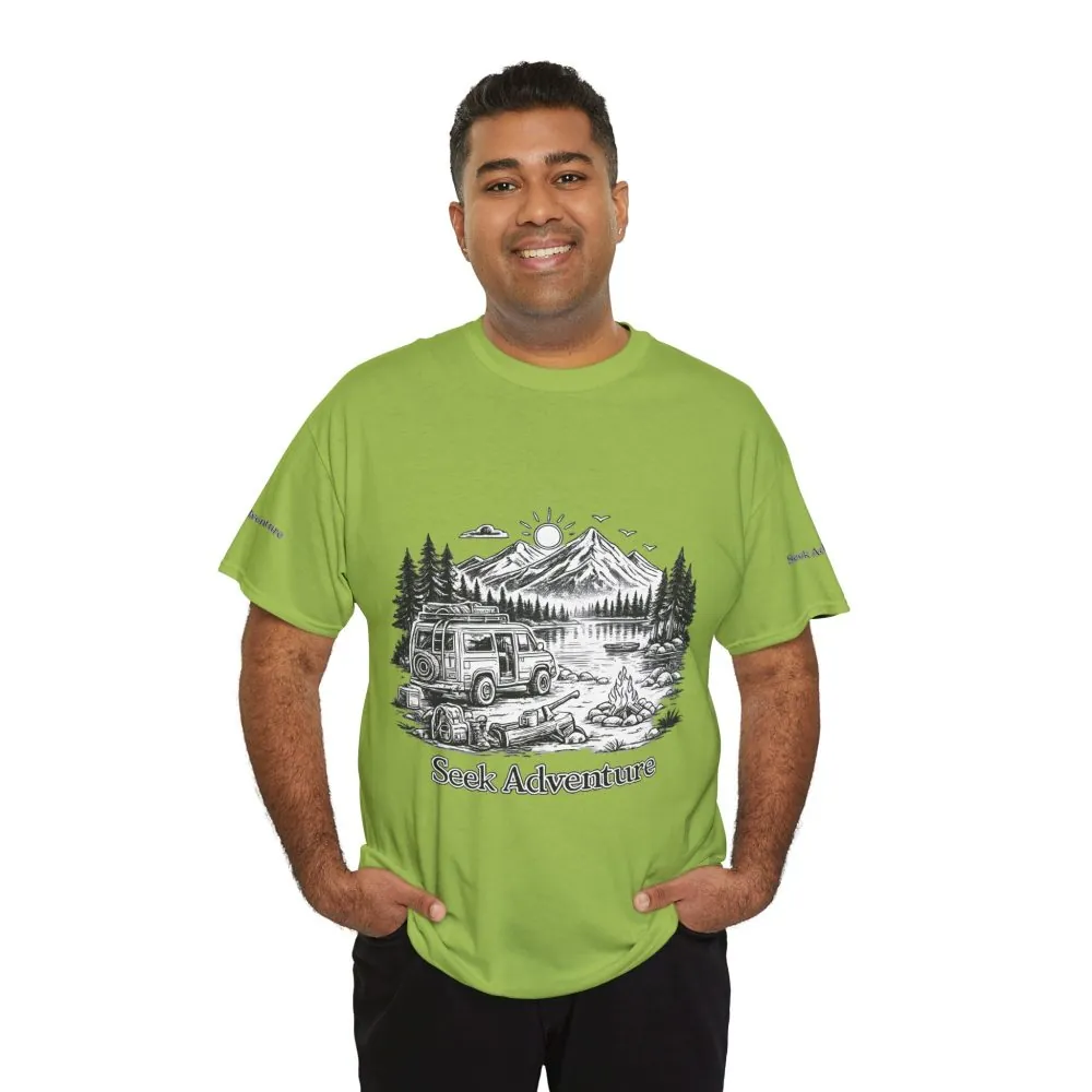 8818554191144022161_2048.jpeg Unisex Heavy Cotton Tee — "Seek Adventure" Design Minimal-Line