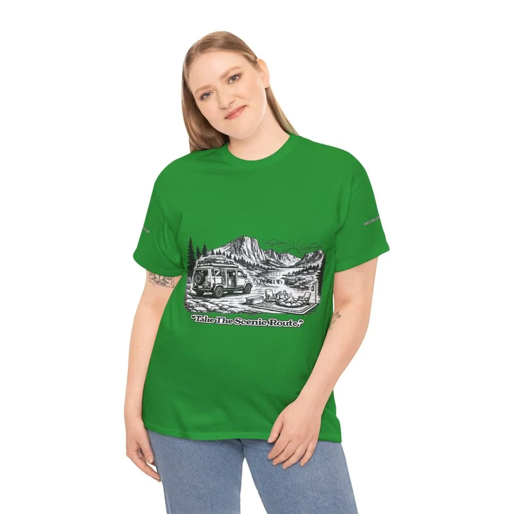 8833780452648632499_2048.jpeg Unisex Heavy Cotton Tee — "Take The Scenic Route" Design Minimal-Line