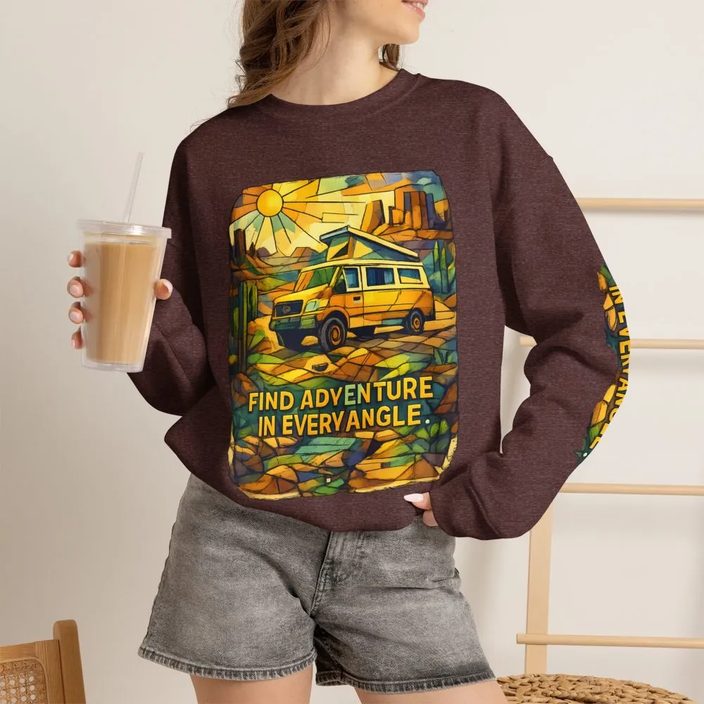 8847132618788221237_2048.jpeg Unisex Heavy Blend™ Crewneck Sweatshirt — "Find Adventure In Every Corner" Design Cubic-Line
