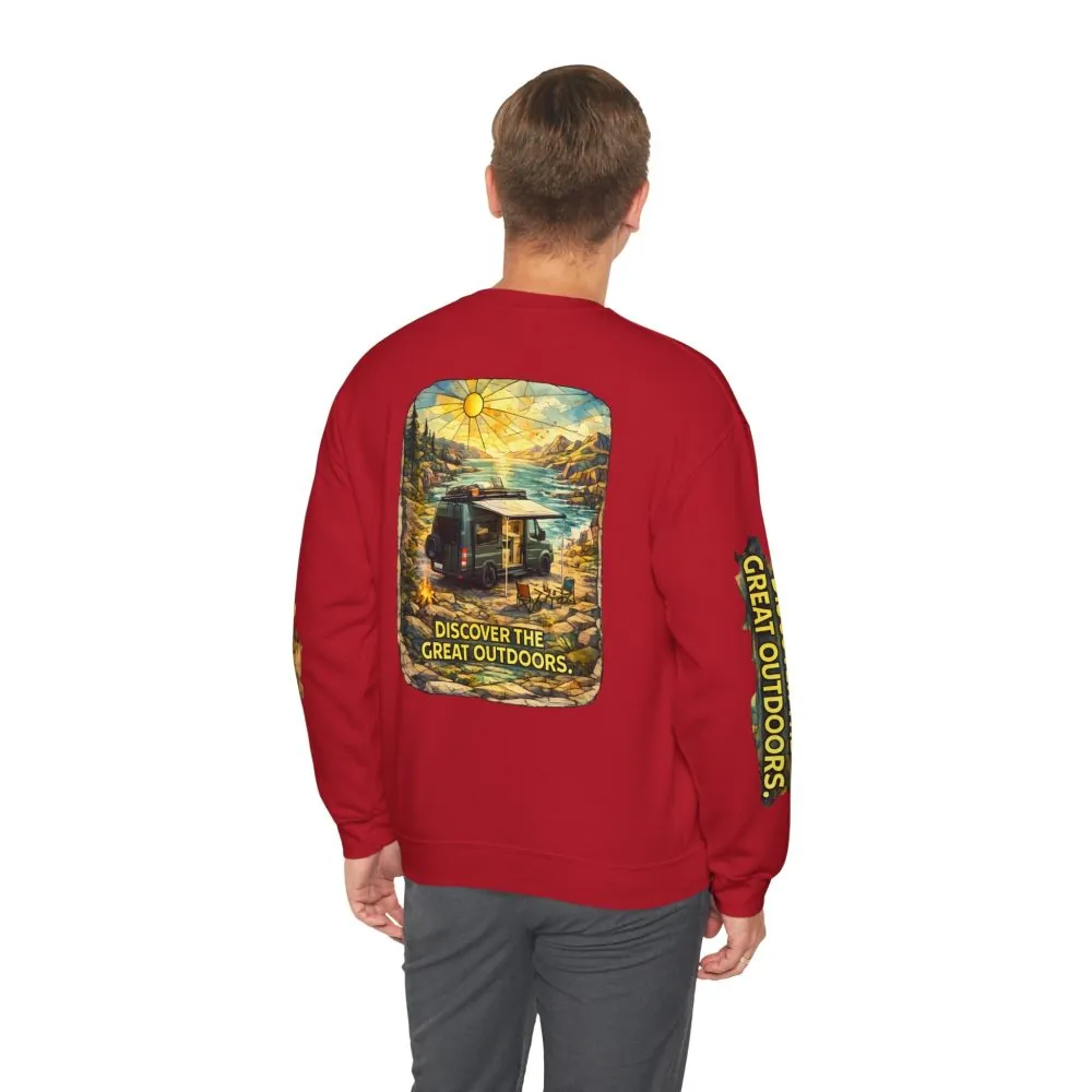 8847534669118621587_2048.jpeg Unisex Heavy Blend™ Crewneck Sweatshirt — "Discover The Great Outdoors" Design Cubic-Line