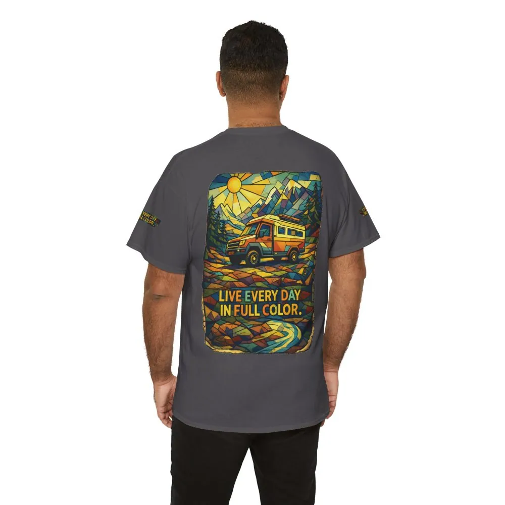 8857575327280533064_2048.jpeg Unisex Heavy Cotton Tee — "Live Life Every Day In Full Color" Design Cubic-Line