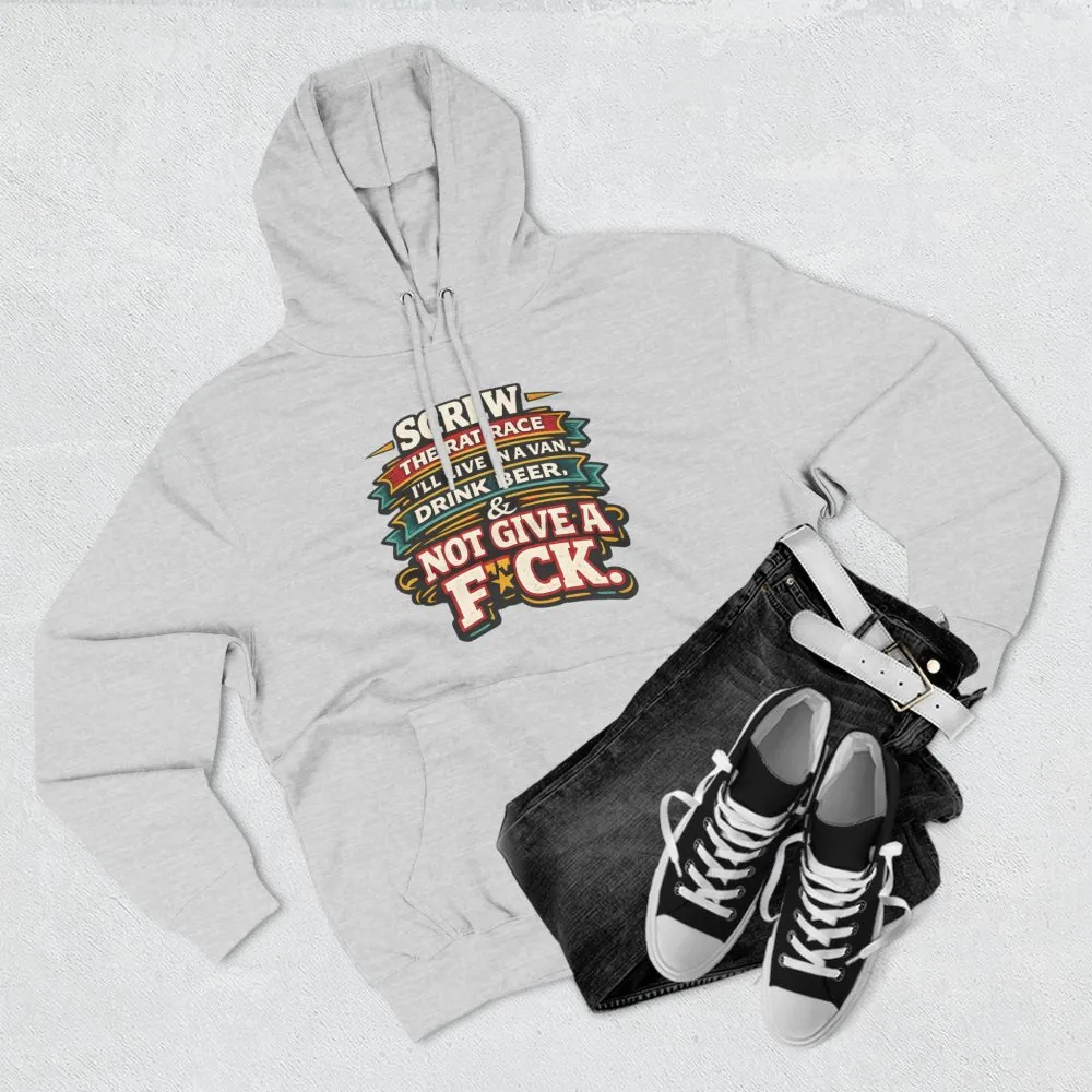 Three-Panel Fleece Hoodie - "Screw The Rat Race" Design F**K-Line
