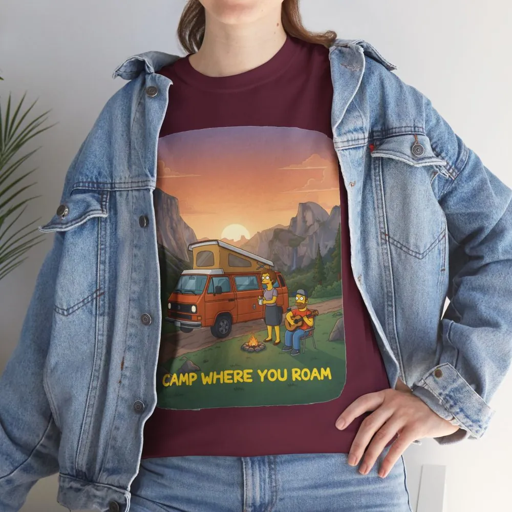 Unisex Heavy Cotton Tee — "Camp Where You Roam" Design Sitcom-Line