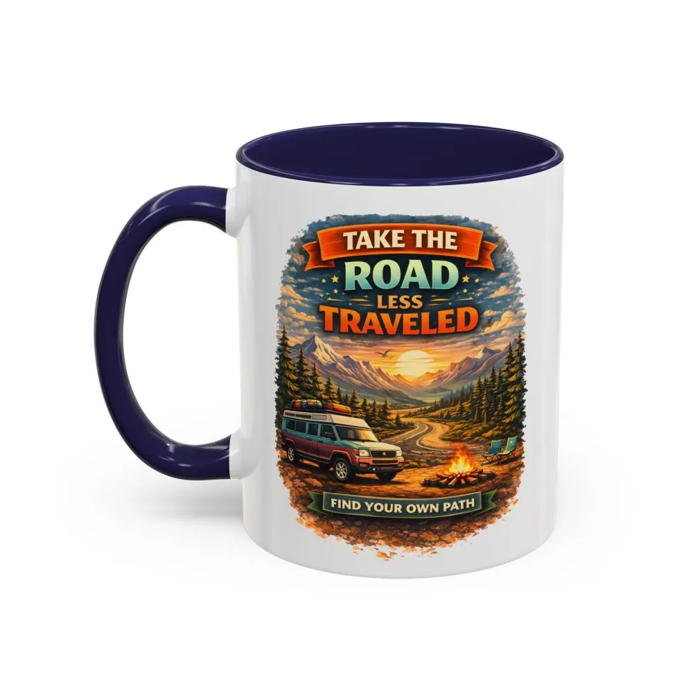 8878467375227107321_2048.jpeg Accent Coffee Mug (11, 15oz) — "Take The Road Less Traveled" Design Scenic-Line
