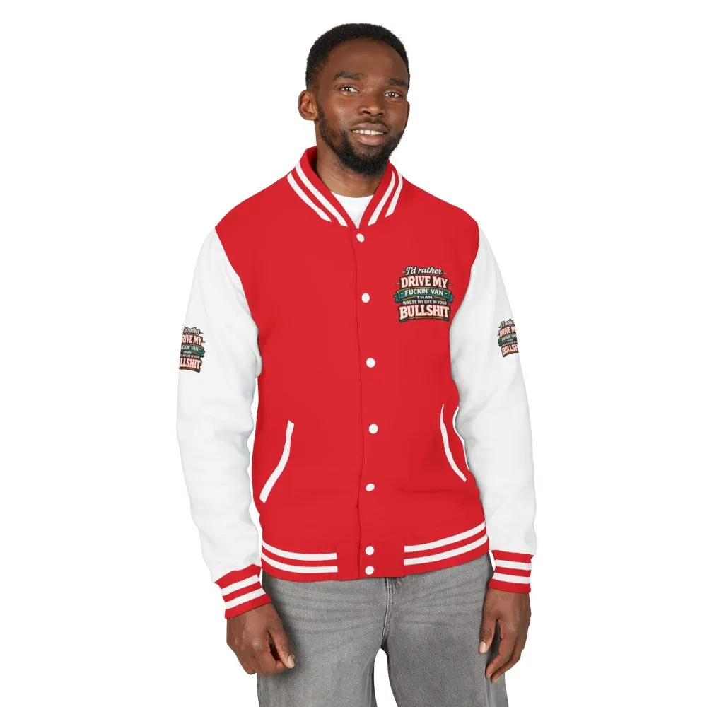Unisex Heavyweight Letterman Jacket — "I´d Rather Drive My Fucking Van" Design F**K-Line