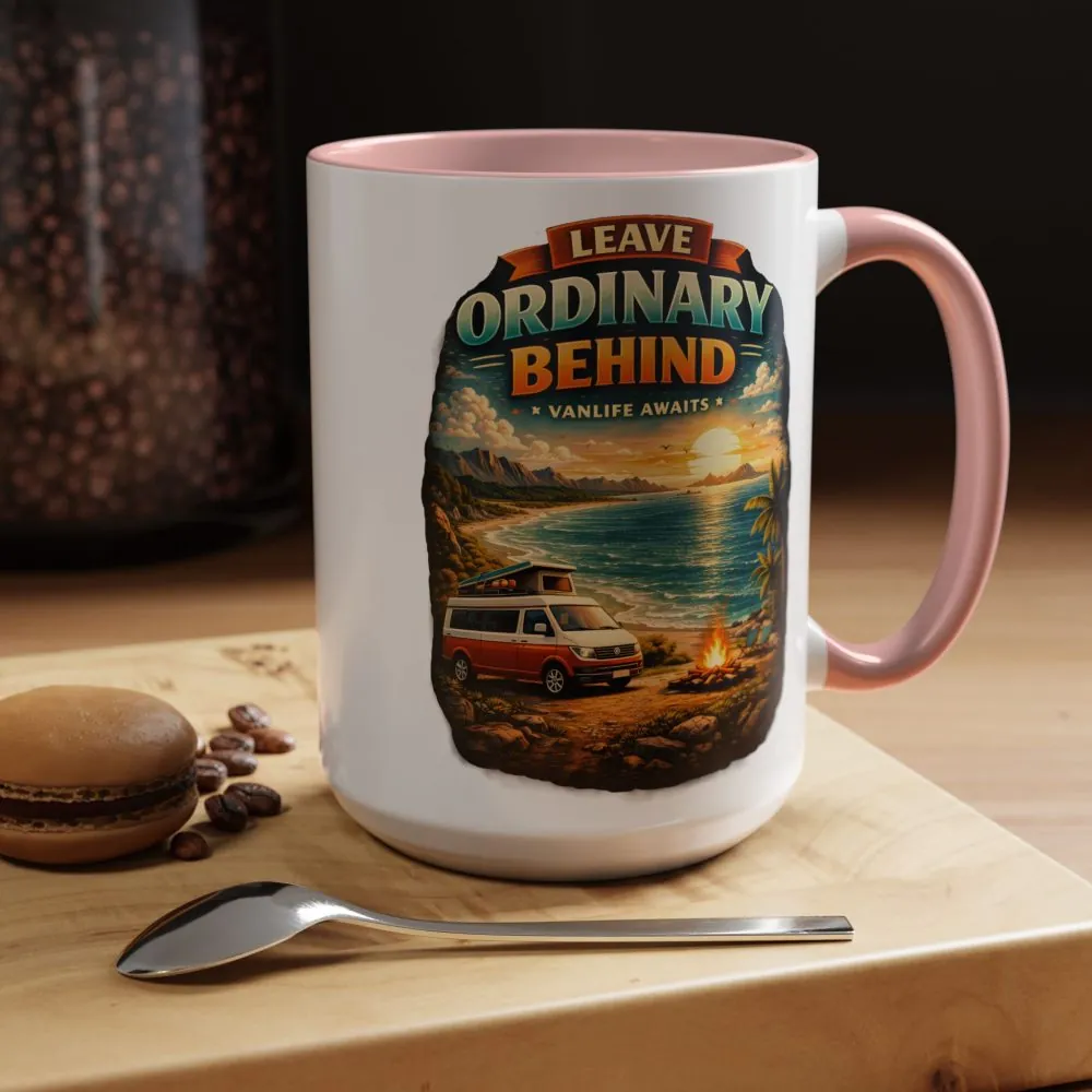 Accent Coffee Mug (11, 15oz) — "Leave Ordinary Behind" Design Scenic-Line
