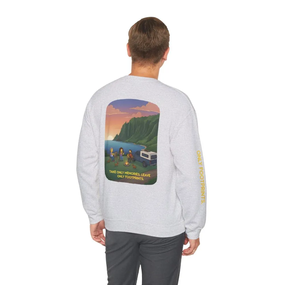 8900970685882589004_2048.jpeg Unisex Heavy Blend™ Crewneck Sweatshirt — "Take Only Memories-Leave Only Footprints" Design Sitcom-Line