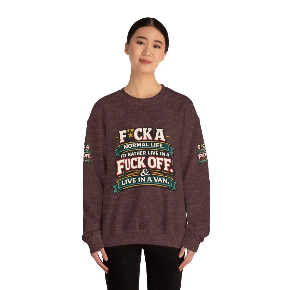 8902044399666019378_2048.jpeg Unisex Heavy Blend™ Crewneck Sweatshirt — "Fuck A Normal Life" Design F**K-Line