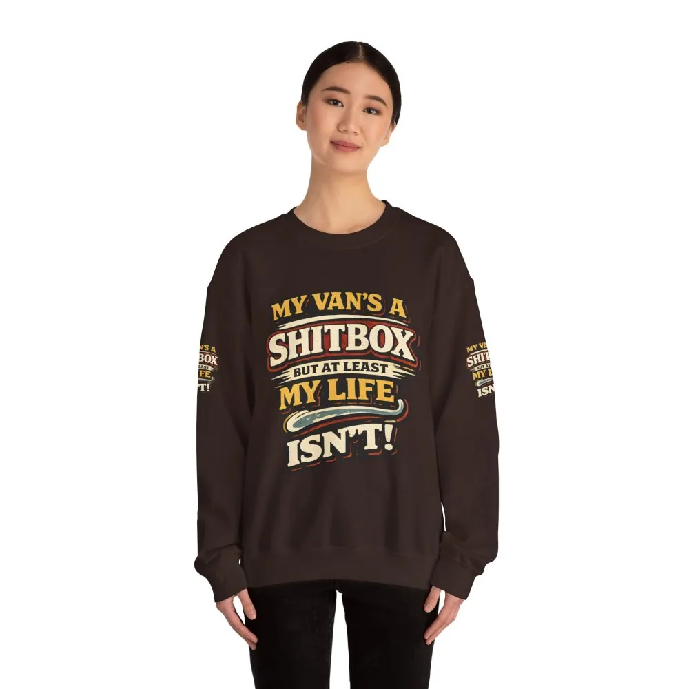 Unisex Heavy Blend™ Crewneck Sweatshirt — "My Van`s A Shitbox" Design F**K-Line