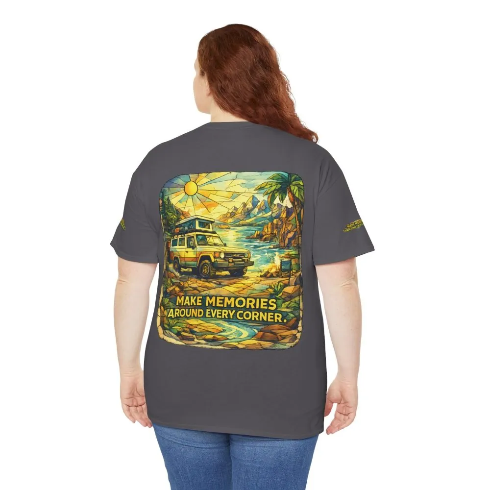 8912537147766708628_2048.jpeg Unisex Heavy Cotton Tee — "Make Memories Around Every Corner" Design Cubic-Line