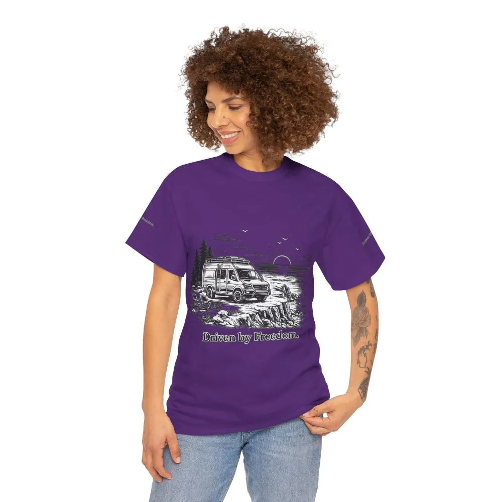 891683355520594816_2048.jpeg Unisex Heavy Cotton Tee — ""Driven By Freedom" Design Minimal-Line