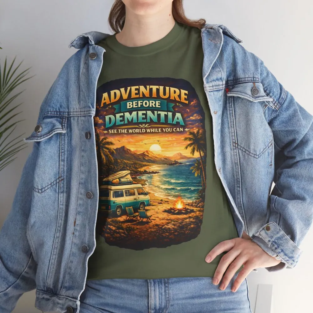 8930373938875923199_2048.jpeg Unisex Heavy Cotton Tee — "Adventure Before Dementia" Design Scenic-Line