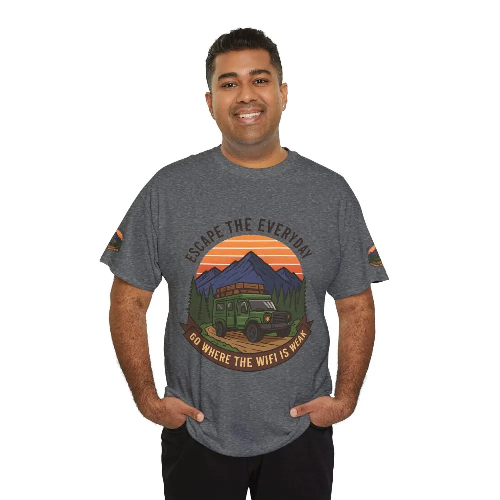 8931218033942843902_2048.jpeg Unisex Heavy Cotton Tee — "Go Where the WiFi Is Weak" Adventure Shirt