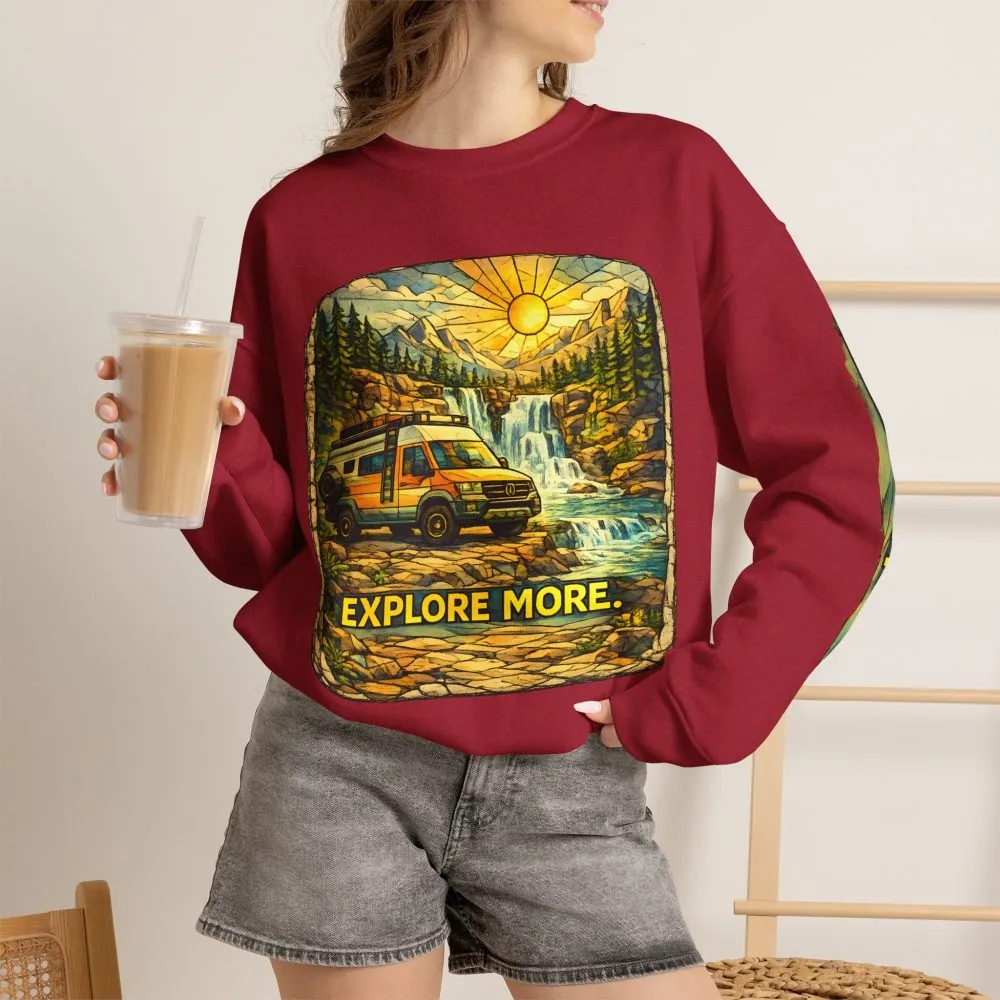 8959430485590943493_2048.jpeg Unisex Heavy Blend™ Crewneck Sweatshirt — "Explore More" Design Cubic-Line