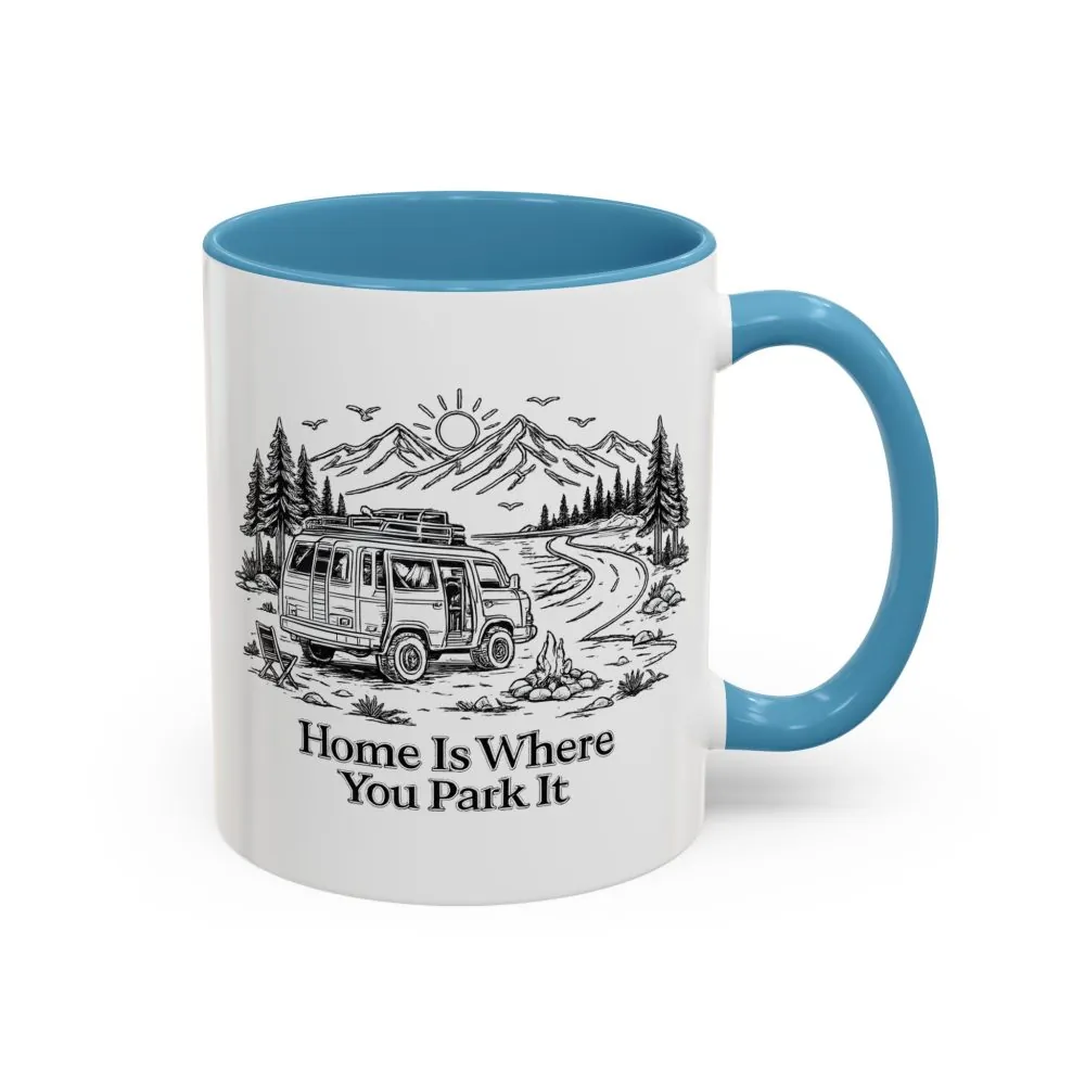 8965665635163258637_2048.jpeg Accent Coffee Mug (11, 15oz) — "Home Is Where You Park It" Design Minimal-Line
