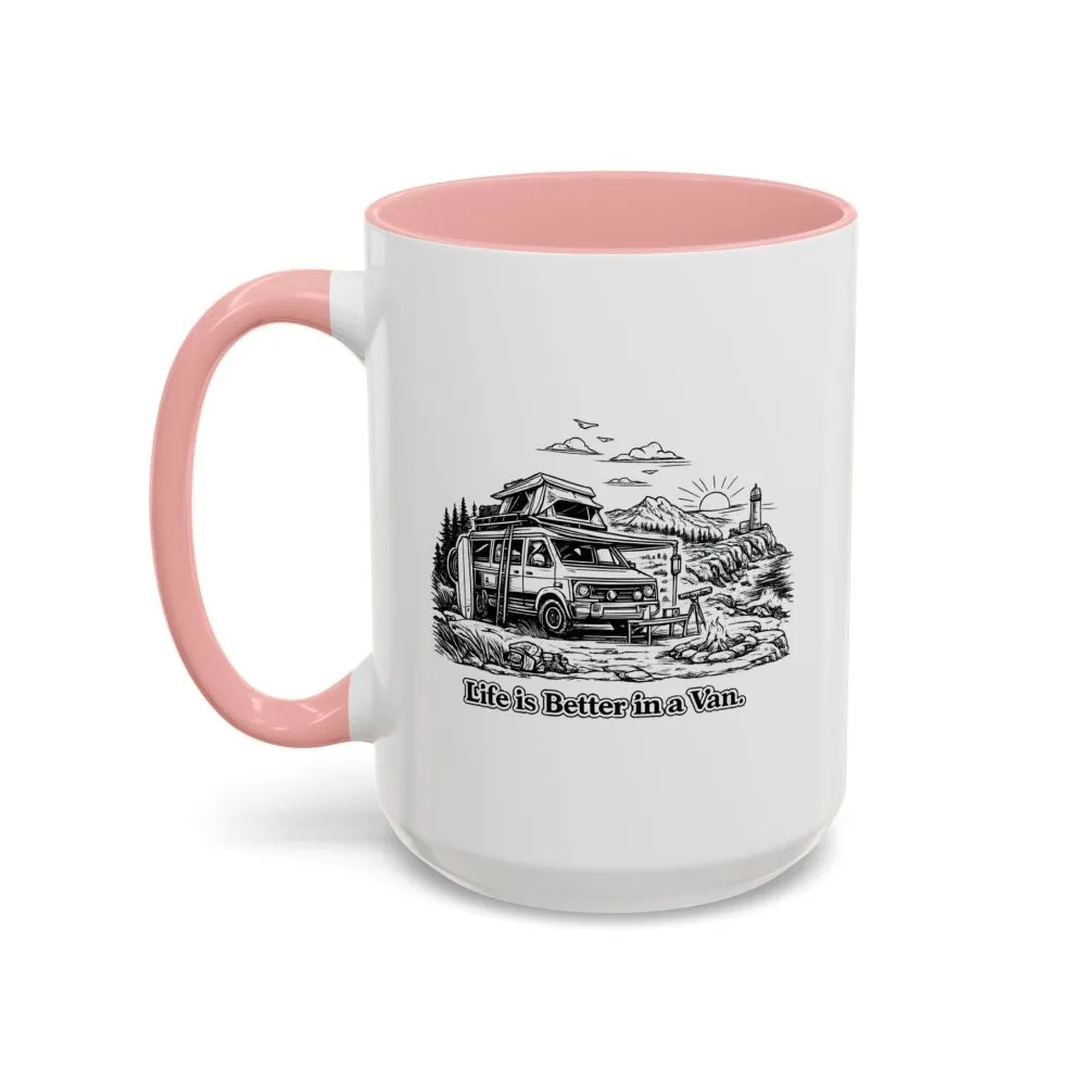 Accent Coffee Mug (11, 15oz) — "Life Is Better In A Van" Design Minimal-Line