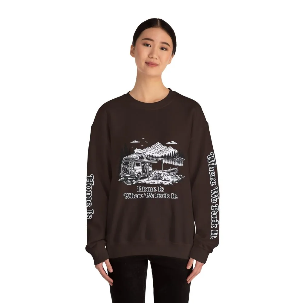 8971129891634489385_2048.jpeg Unisex Heavy Blend™ Crewneck Sweatshirt — "Home Is Where You Park It" Design Minimal-Line