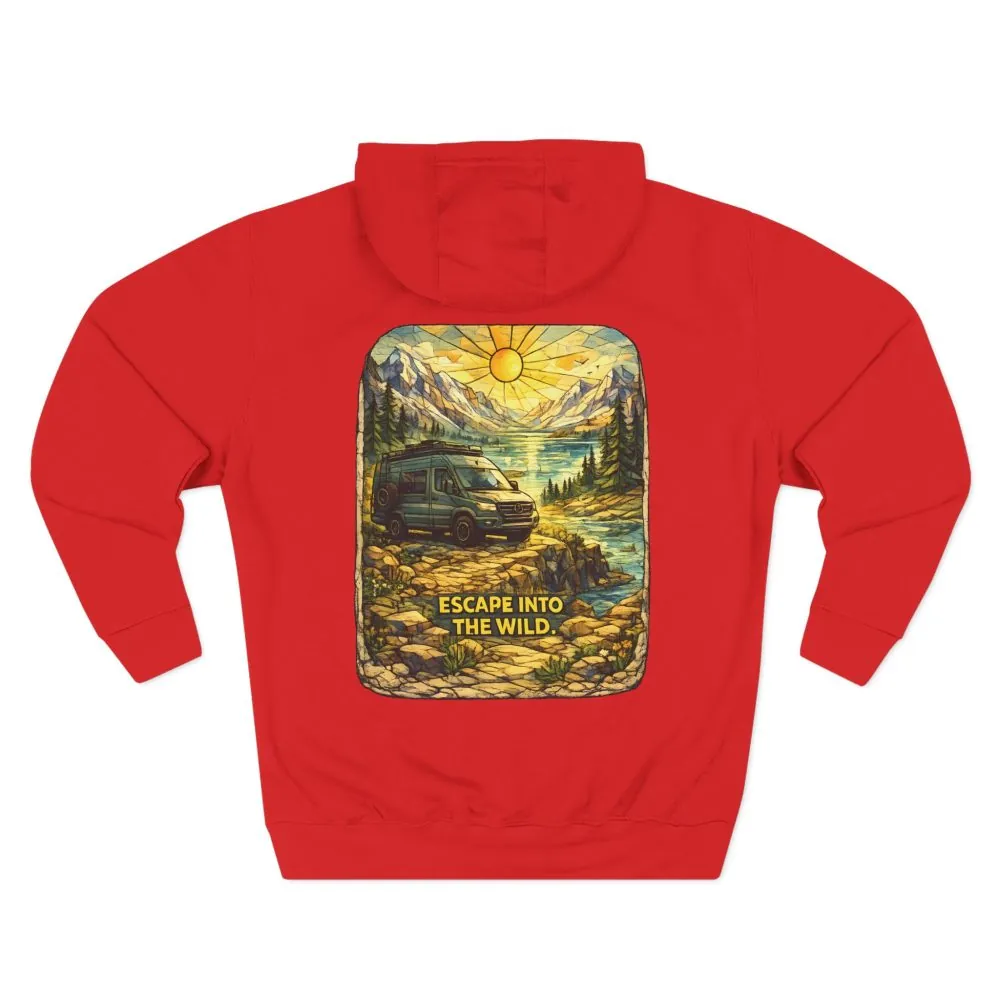 8980398228814573230_2048.jpeg Three-Panel Fleece Hoodie - "Escape Into The Wild" Design Cubic-Line