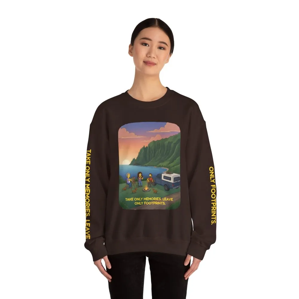 8981432252381060044_2048.jpeg Unisex Heavy Blend™ Crewneck Sweatshirt — "Take Only Memories-Leave Only Footprints" Design Sitcom-Line