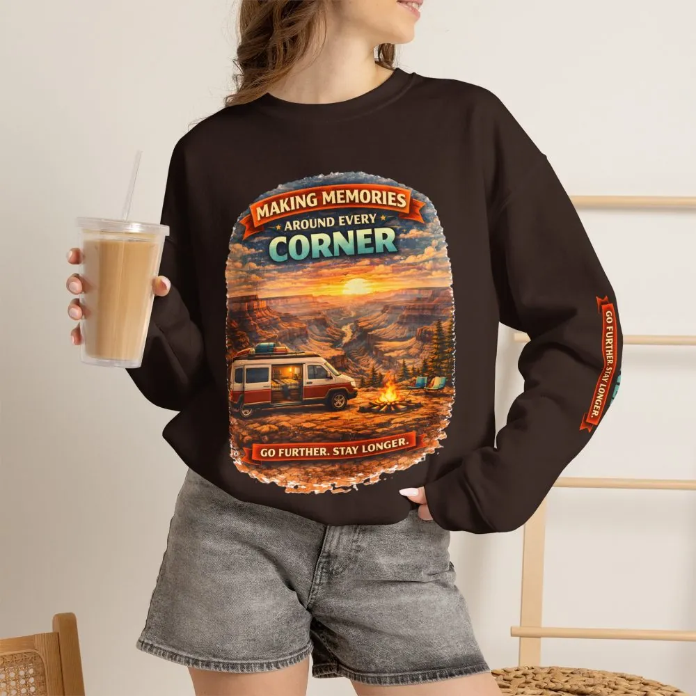 8989126674820569989_2048.jpeg Unisex Heavy Blend™ Crewneck Sweatshirt — "Making Memories Around Every Corner" Design Scenic-Line