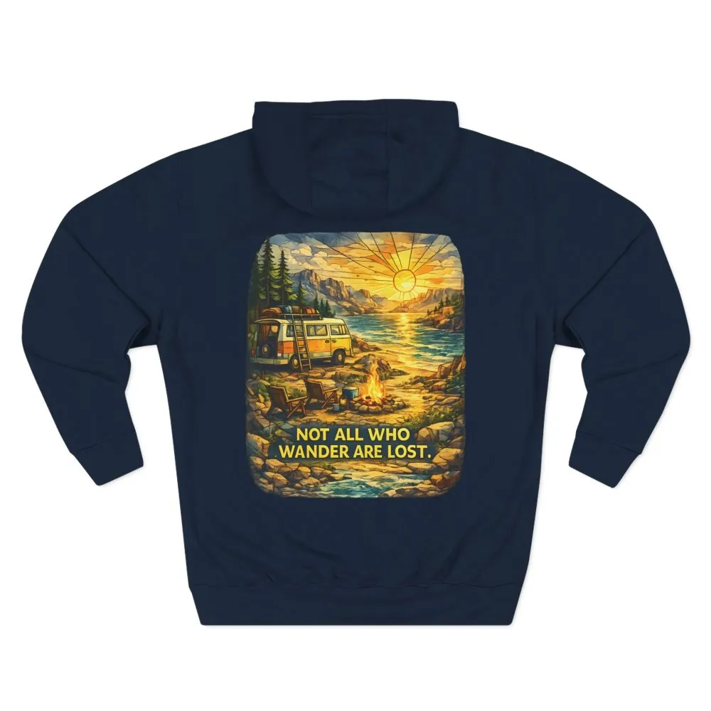 899257553000110938_2048.jpeg Three-Panel Fleece Hoodie - "Not All Who Wander Are Lost" Design Cubic-Line