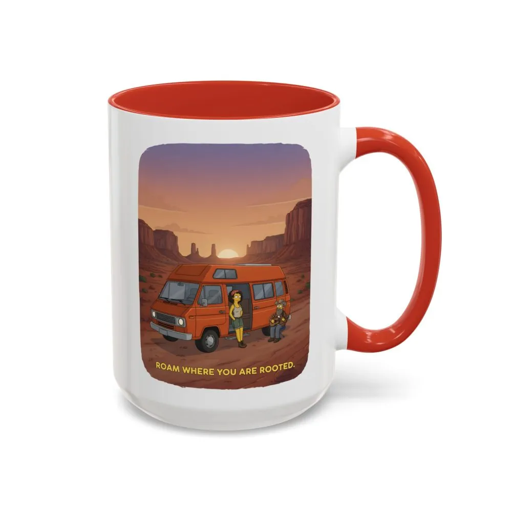 Accent Coffee Mug (11, 15oz) — "Roam Where You Are Rooted" Design Sitcom-Line