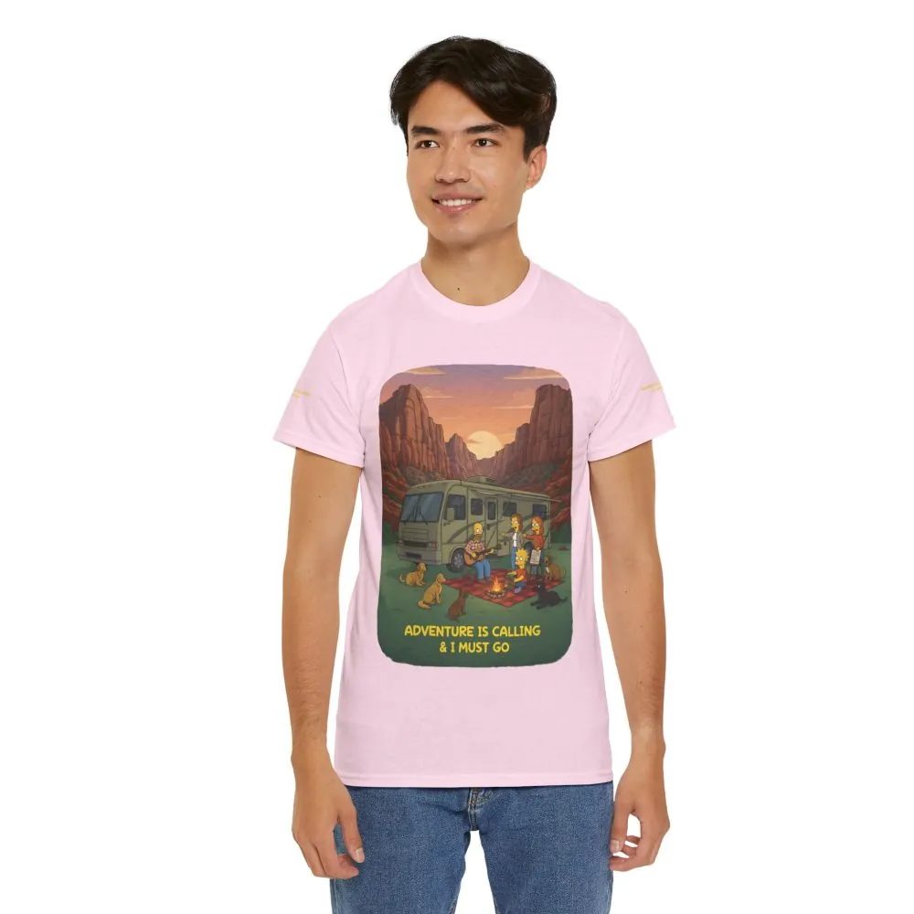 9000534799086127497_2048.jpeg Unisex Heavy Cotton Tee — "Adventure Is Calling-I Must Go" Design Sitcom-Line