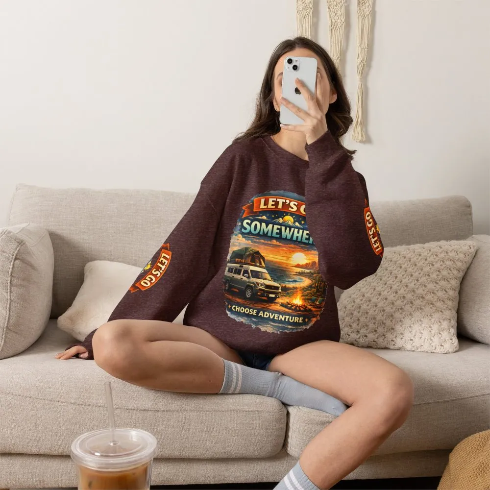 9002024752116050707_2048.jpeg Unisex Heavy Blend™ Crewneck Sweatshirt — "Lets Go Somewhere" Design Scenic-Line