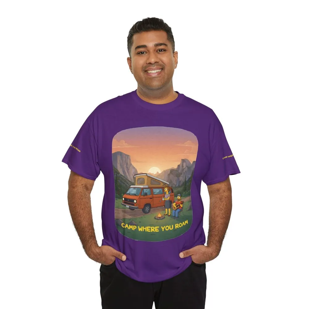 Unisex Heavy Cotton Tee — "Camp Where You Roam" Design Sitcom-Line