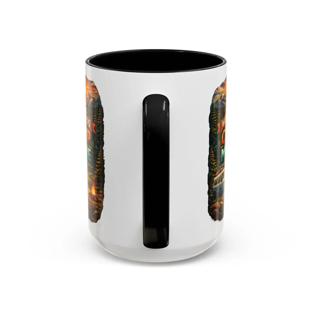 Accent Coffee Mug (11, 15oz) — "Work Less-Camp More" Design Scenic-Line